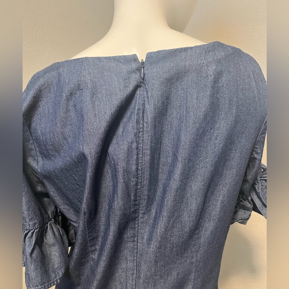 J. CREW Women’s Tie Sleeve Indigo Mini Denim Dress Size S - Picture 6 of 13